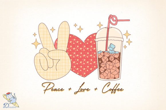 Coffee Iced Peace Love Coffee: A Digital Art Masterpiece for Print and Personalization