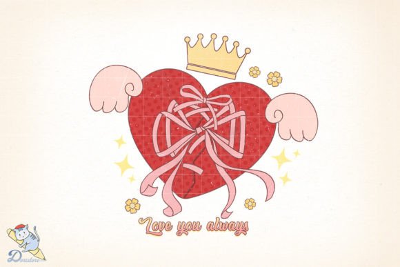 Coquette Sweet Love You Always: A Charming Digital Illustration for Creative Projects
