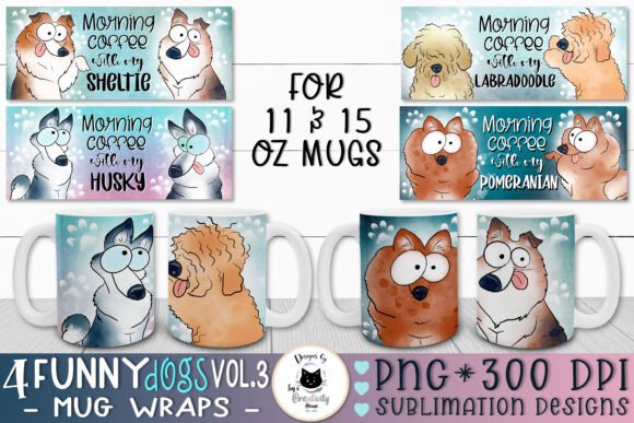 Enhancing Creative Projects with Dog Coffee Mug Wraps Funny Dogs Vol.3