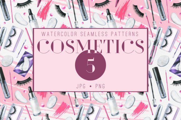 Eye Cosmetics Watercolor Patterns: A Versatile Design Resource for Beauty Industry Professionals