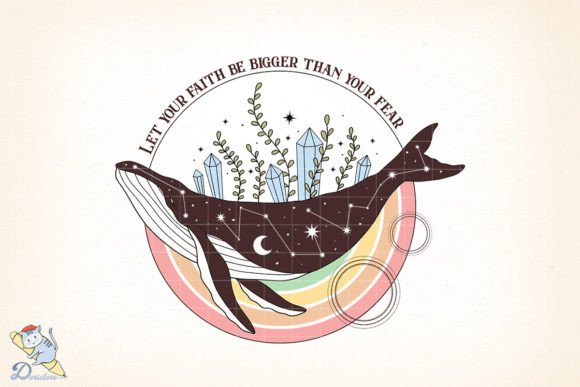 Mystical Retro Whale in the Rainbow: A Digital Art Treasure for Creative Projects